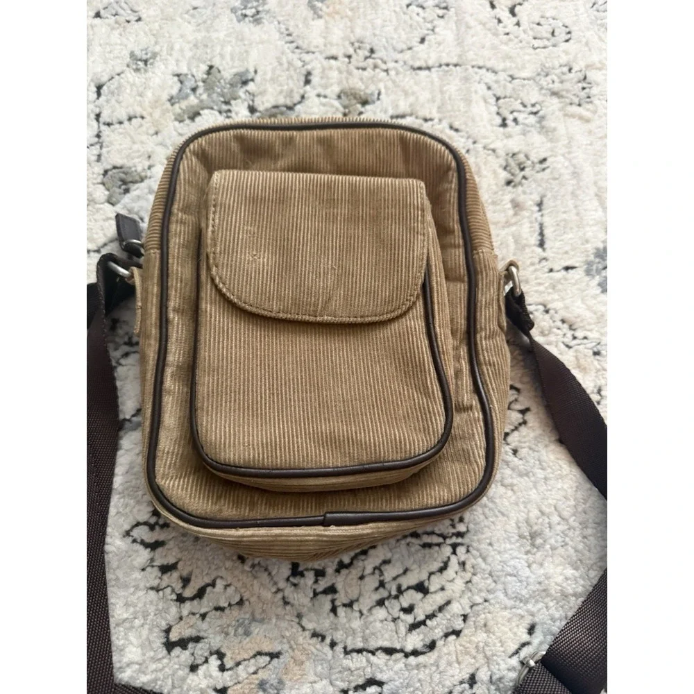 Vintage Y2K American Eagle Unisex Corduroy Crossbody Purse Bag Brown Boho
